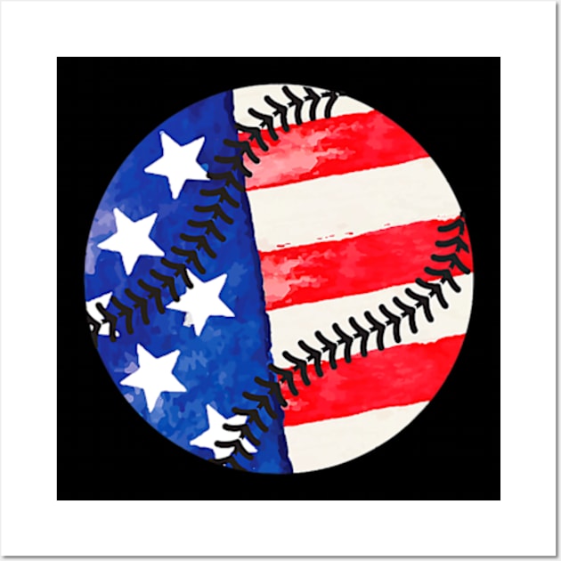 American Flag Baseball Team Gift Wall Art by credittee